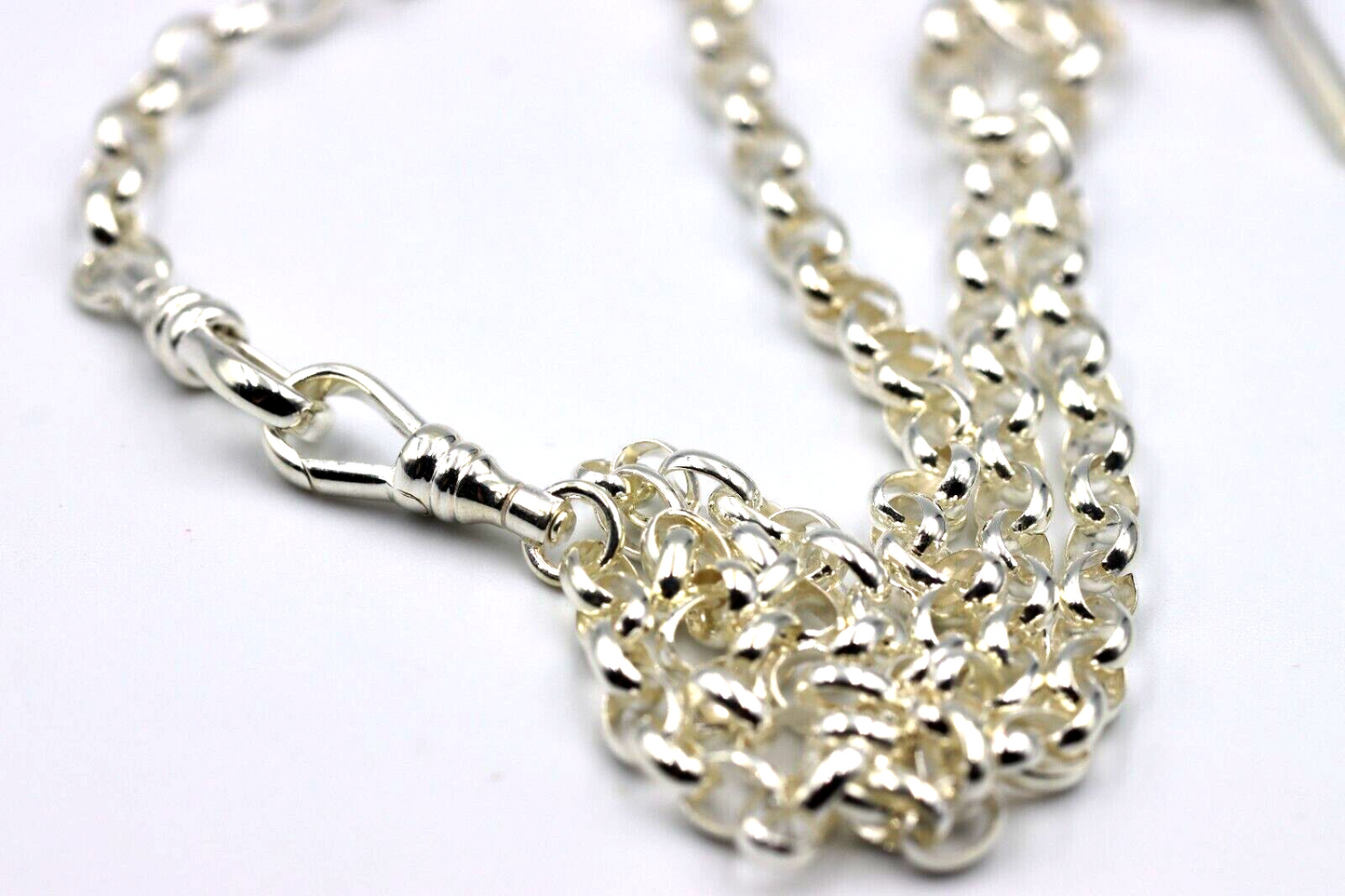Genuine Sterling Silver 925 Antique Oval Belcher Link FOB Chain Necklace