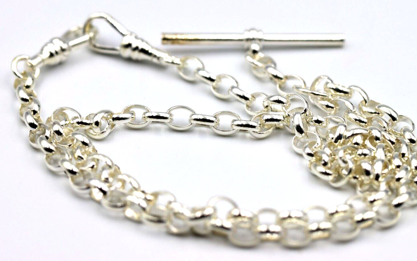 Genuine Sterling Silver 925 Antique Oval Belcher Link FOB Chain Necklace