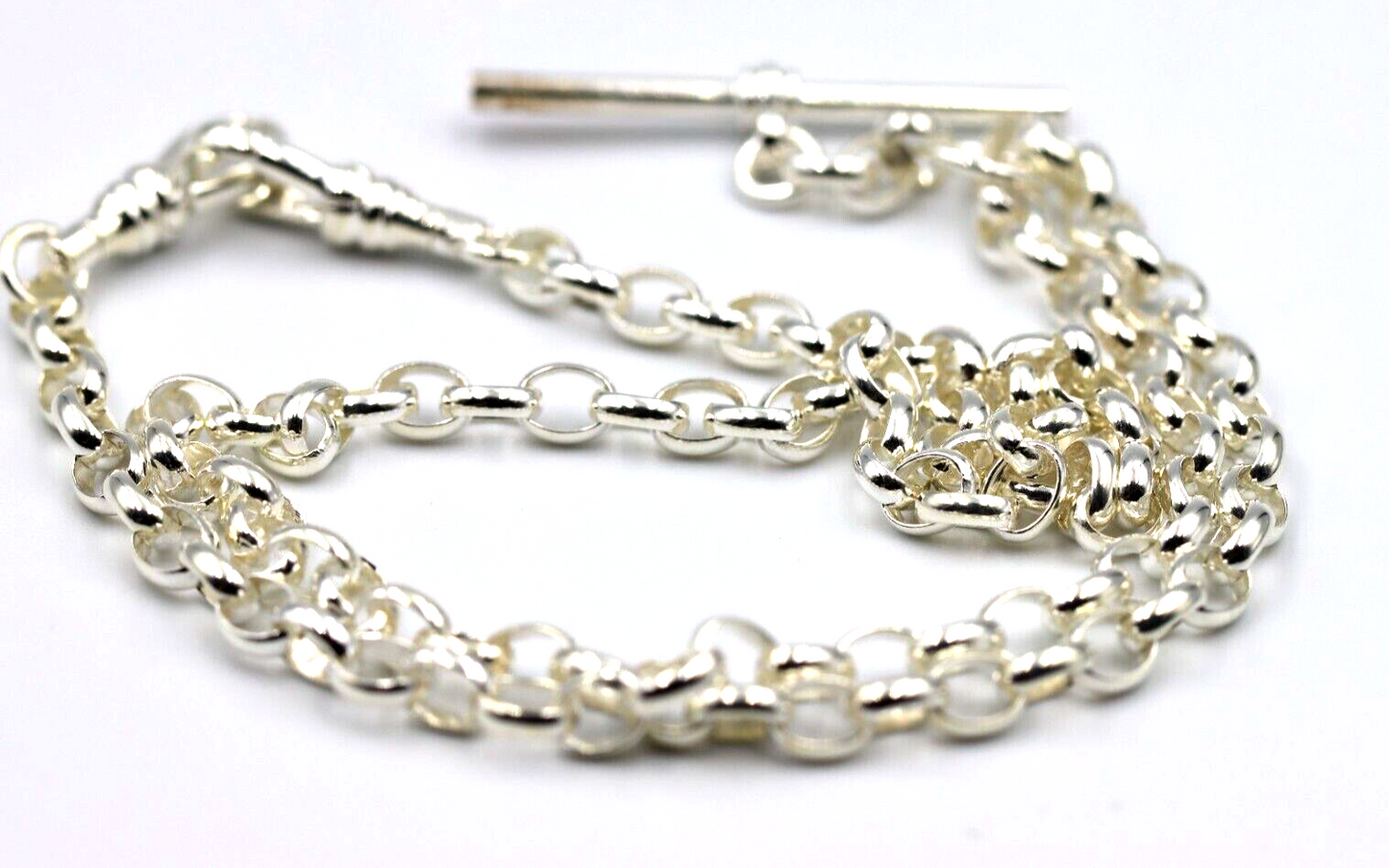 Genuine Sterling Silver 925 Antique Oval Belcher Link FOB Chain Necklace