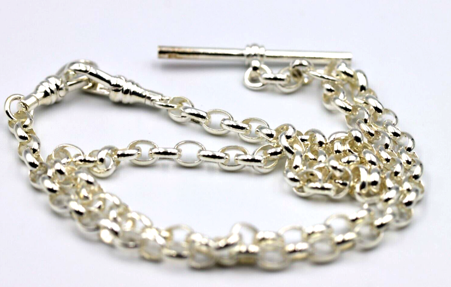 Genuine Sterling Silver 925 Antique Oval Belcher Link FOB Chain Necklace
