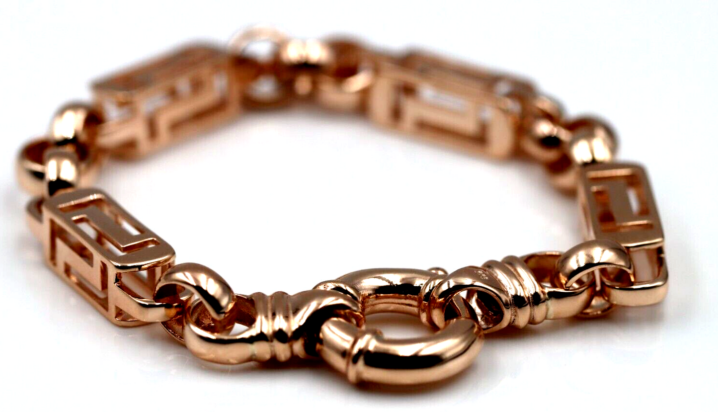 Heavy Solid 9ct Yellow, Rose or White Gold Solid Belcher & Greek Key Bracelet