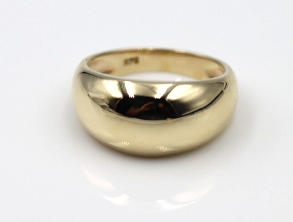 Genuine Solid 9ct Yellow, Rose or White Gold High 10mm Dome Ring Size M