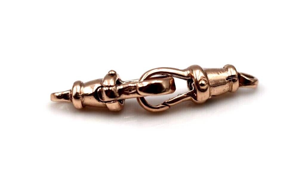 1 PAIR - Genuine 9kt 9ct Solid Yellow or Rose Gold Rotating Albert Swivel Clasp 17mm Size