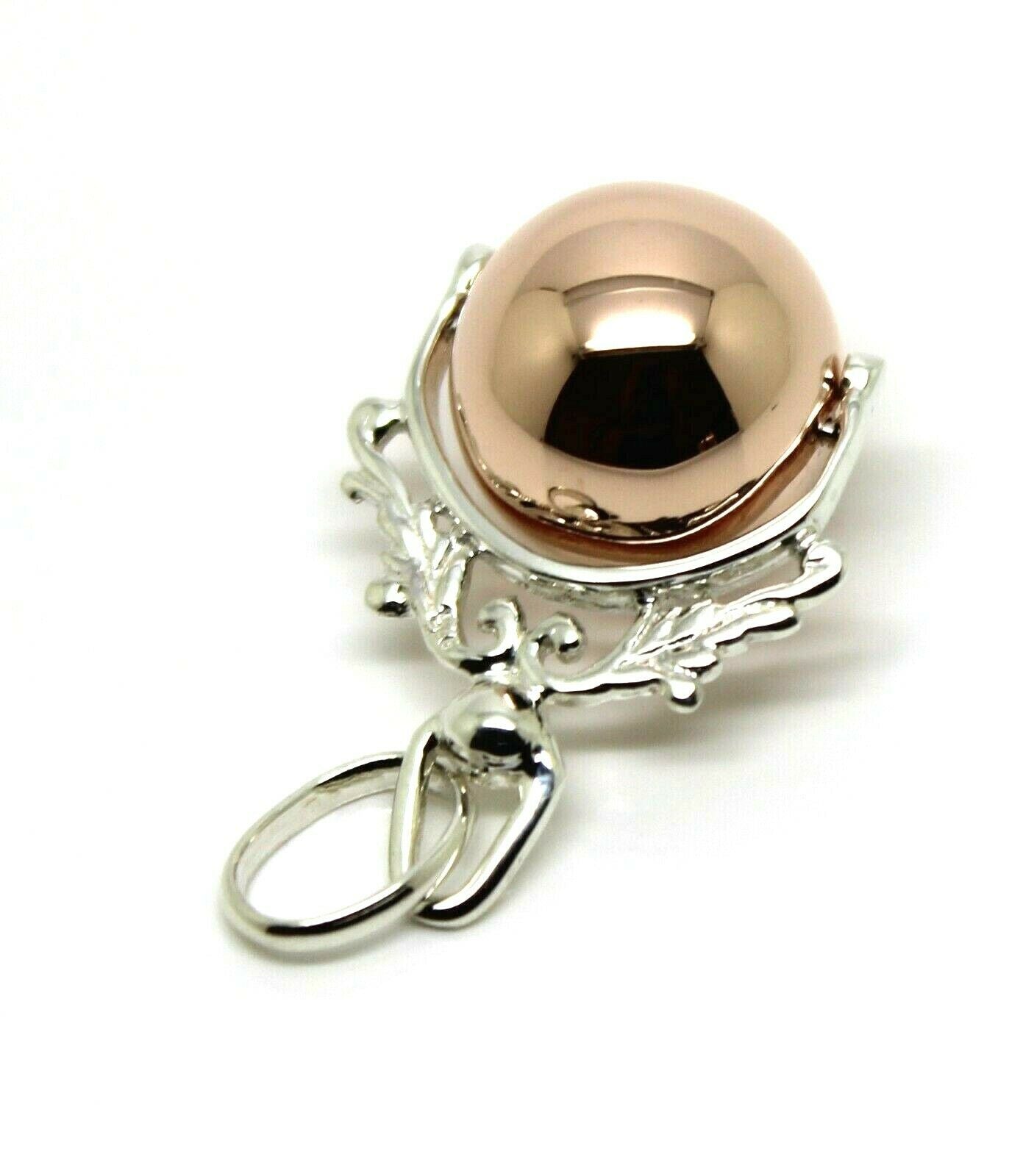 Kaedesigns Genuine 9ct 9kt Rose or Yellow Gold + Solid Silver Spinner Ball Pendant