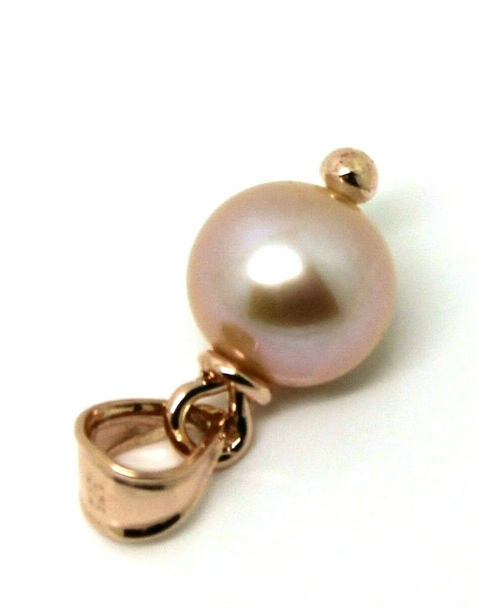 Genuine 9k 9ct Solid Yellow, Rose or White Rose Gold Pink / White Ball Pearl Pendant Charm