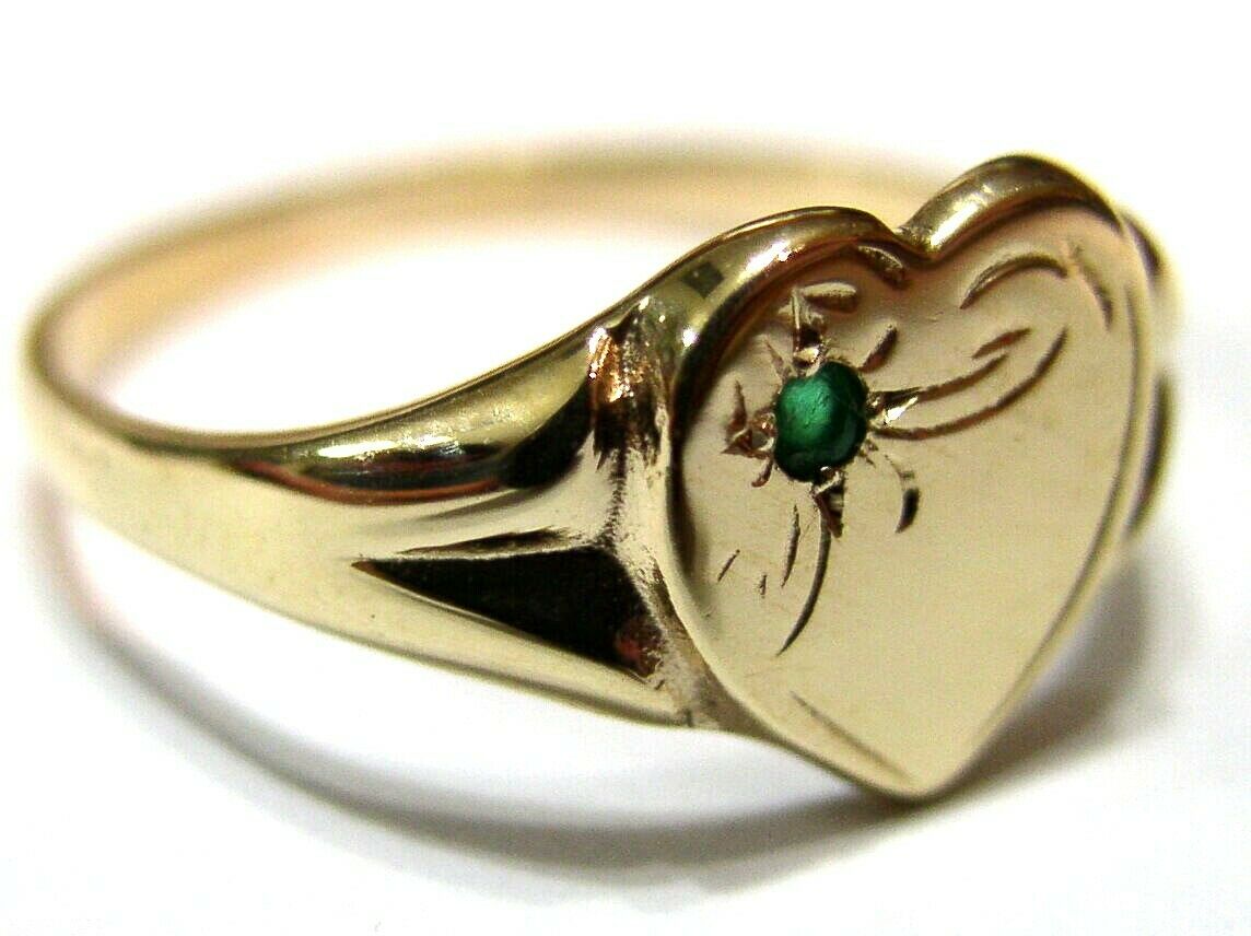 Size H, Kaedesigns, New Genuine 9ct 9K Yellow, Rose or White Gold Green Tsavorite Garnet Signet Ring 265