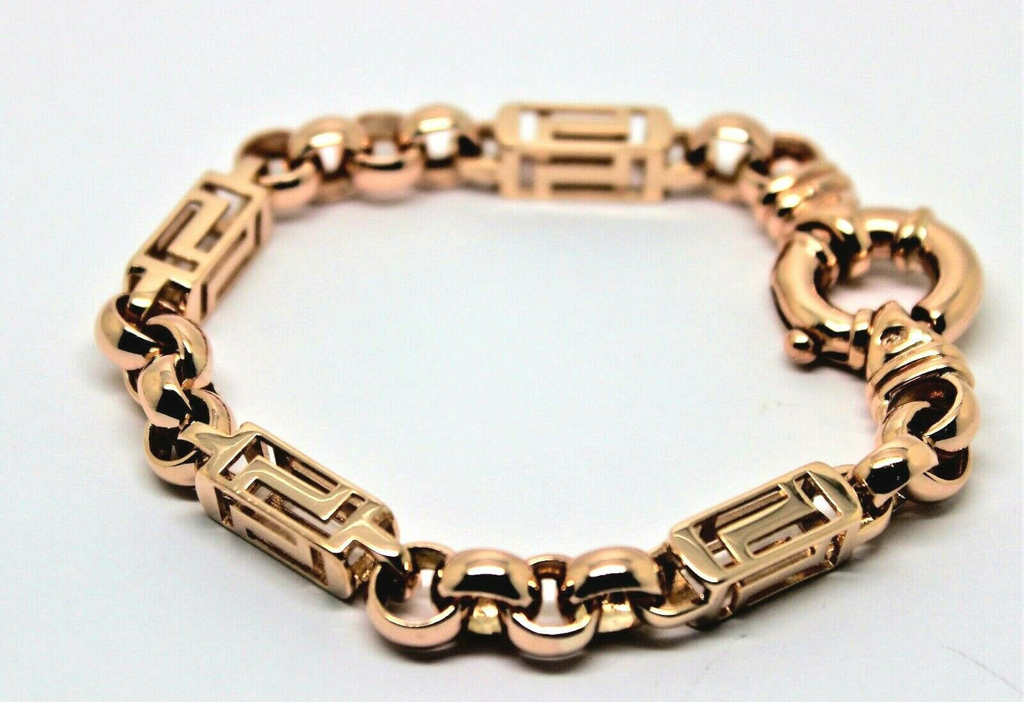 Heavy Solid 9ct Yellow, Rose or White Gold Solid Belcher & Greek Key Bracelet
