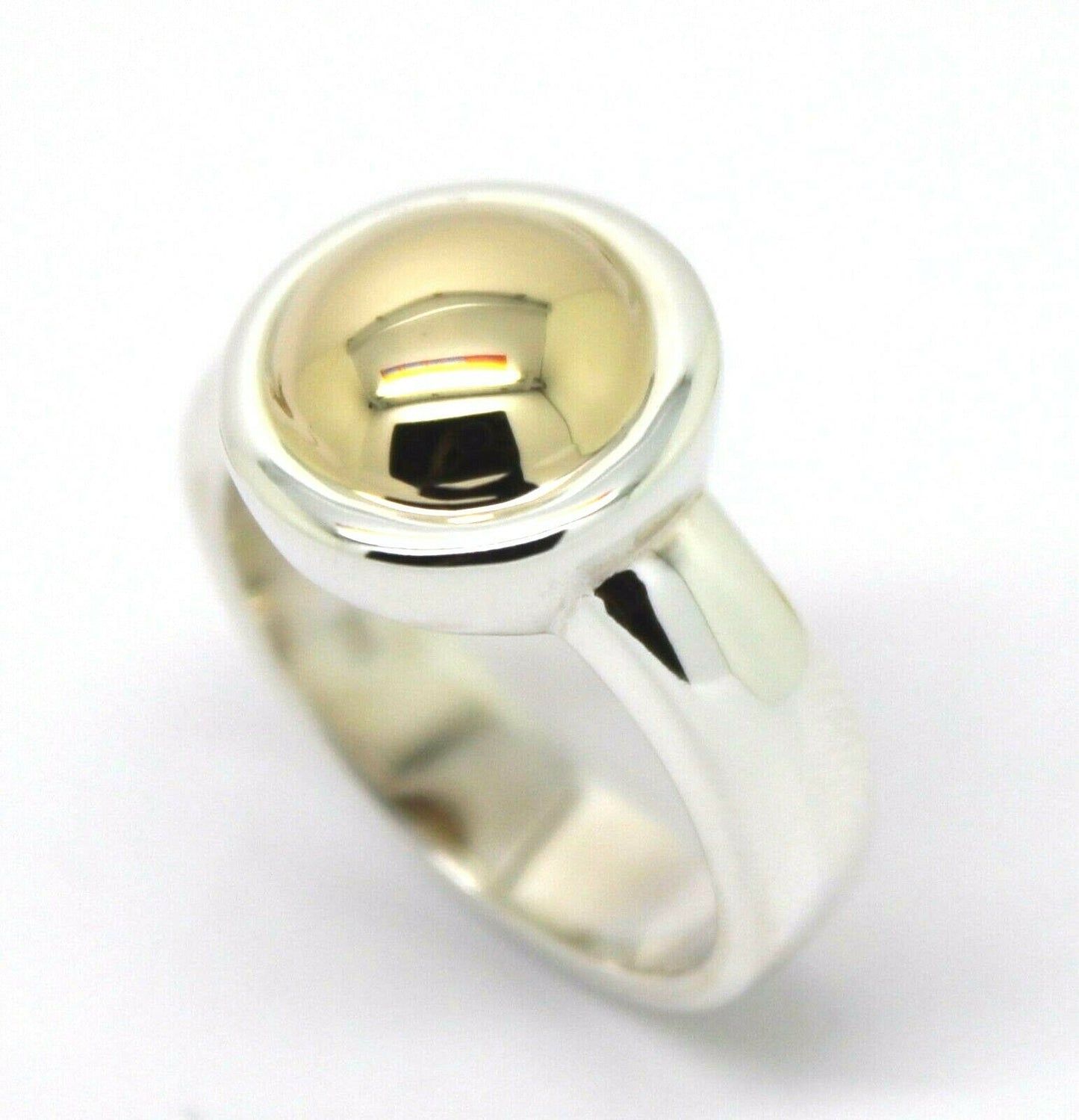 Size Q 1/2 Kaedesigns New Genuine Sterling Silver & 9ct Yellow Gold Half Ball Ring