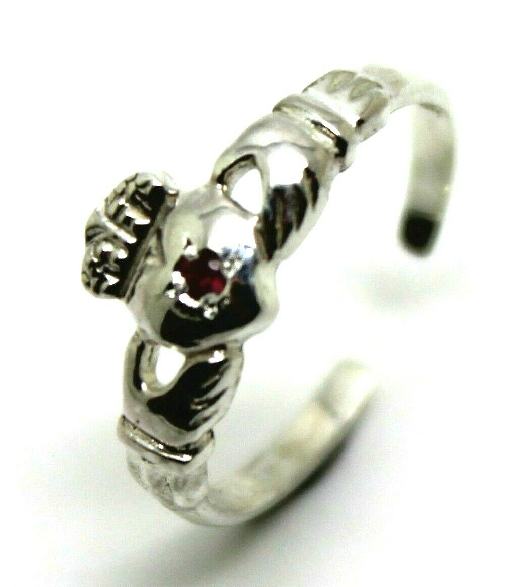 Genuine Sterling Silver 925 Irish Ruby Claddagh Toe Ring