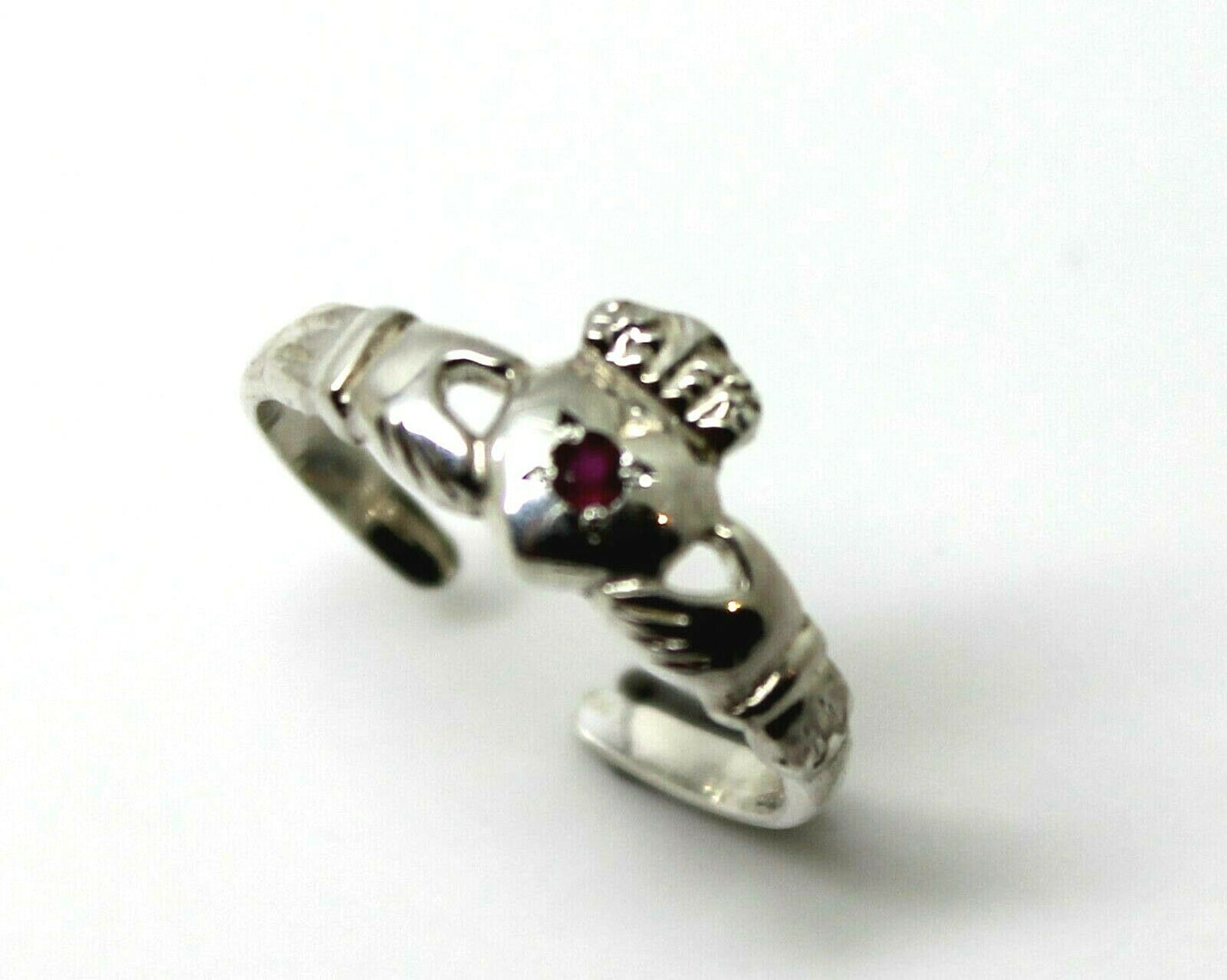 Genuine Sterling Silver 925 Irish Ruby Claddagh Toe Ring