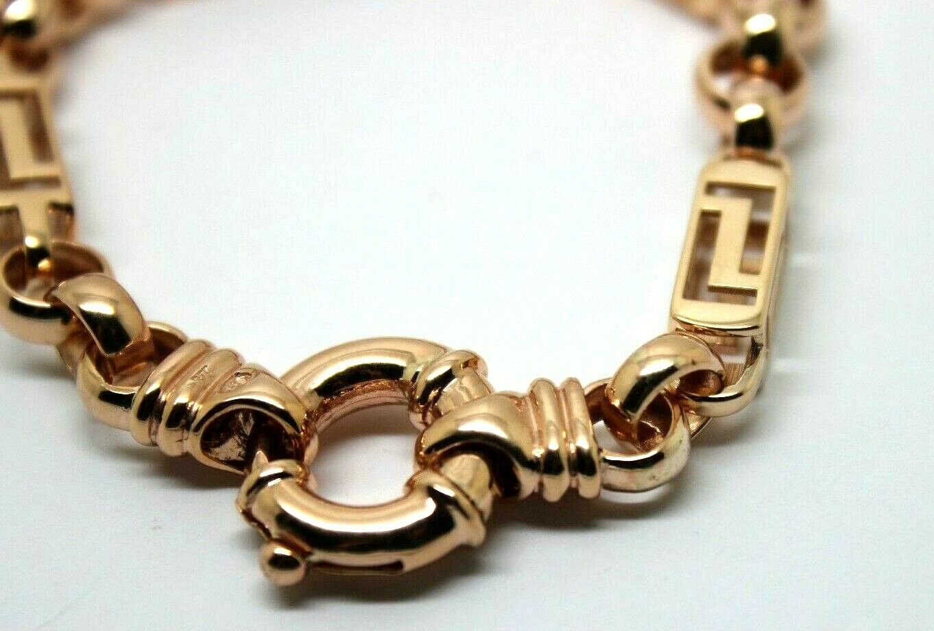 Heavy Solid 9ct Yellow, Rose or White Gold Solid Belcher & Greek Key Bracelet