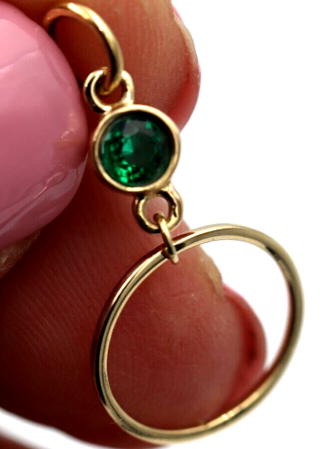 Genuine 9ct Yellow, Rose or White Gold Green Round Emerald Round Circle Pendant