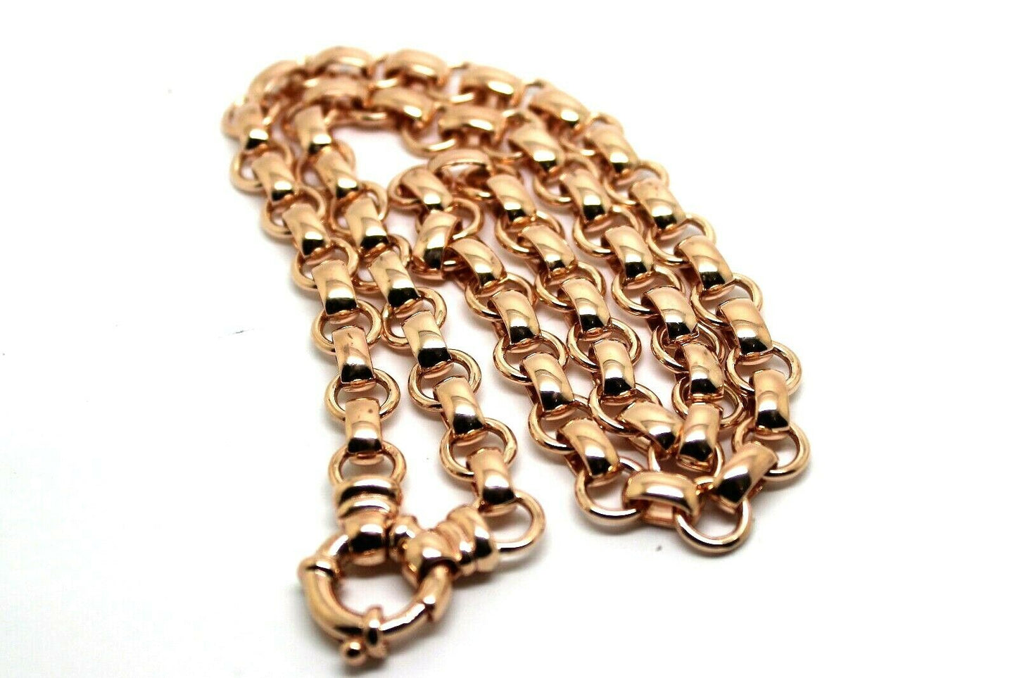 Genuine 9ct Yellow, Rose or White Gold 375,Solid Heavy Oval Belcher Necklace Chain 60grams 60cm