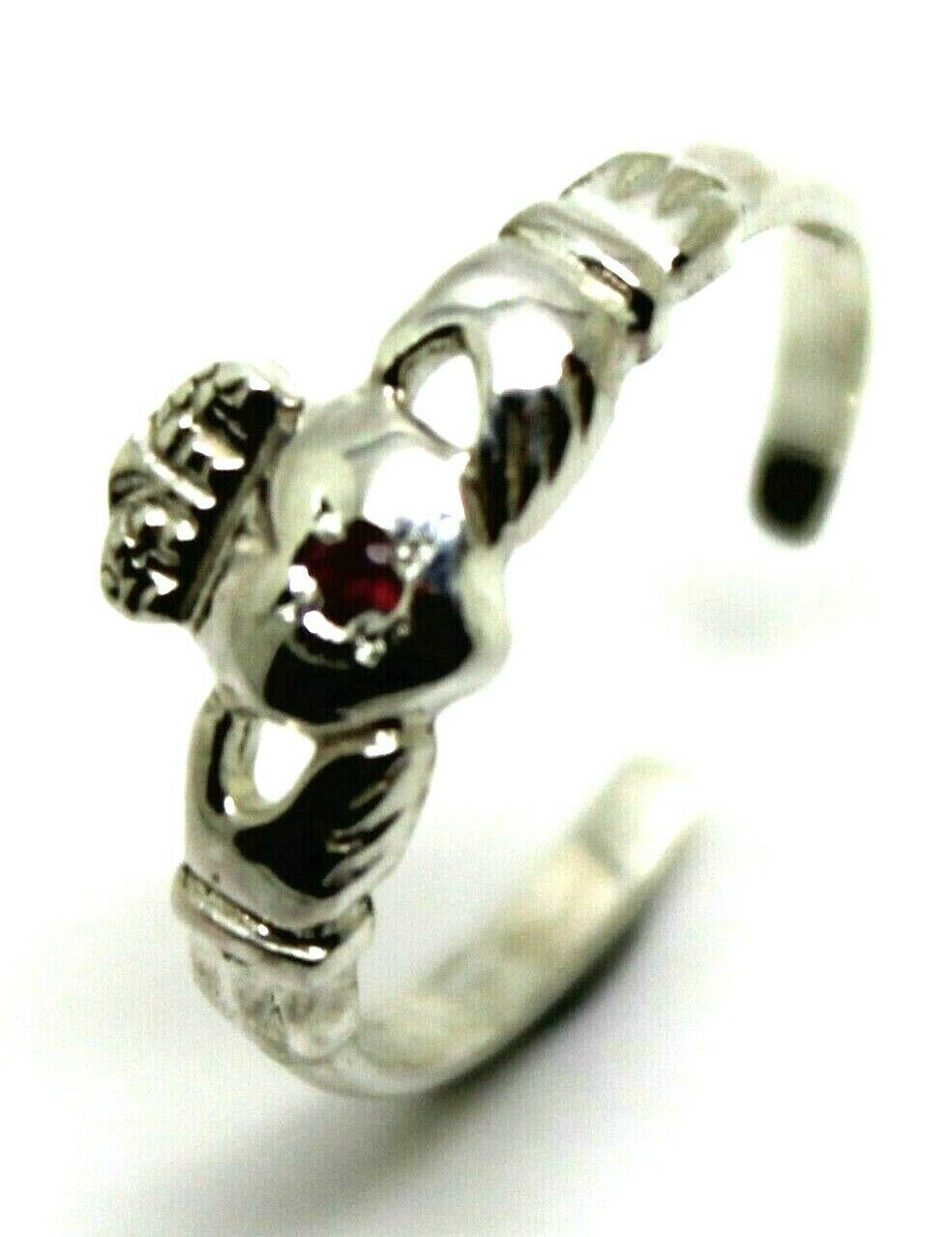 Genuine Sterling Silver 925 Irish Ruby Claddagh Toe Ring