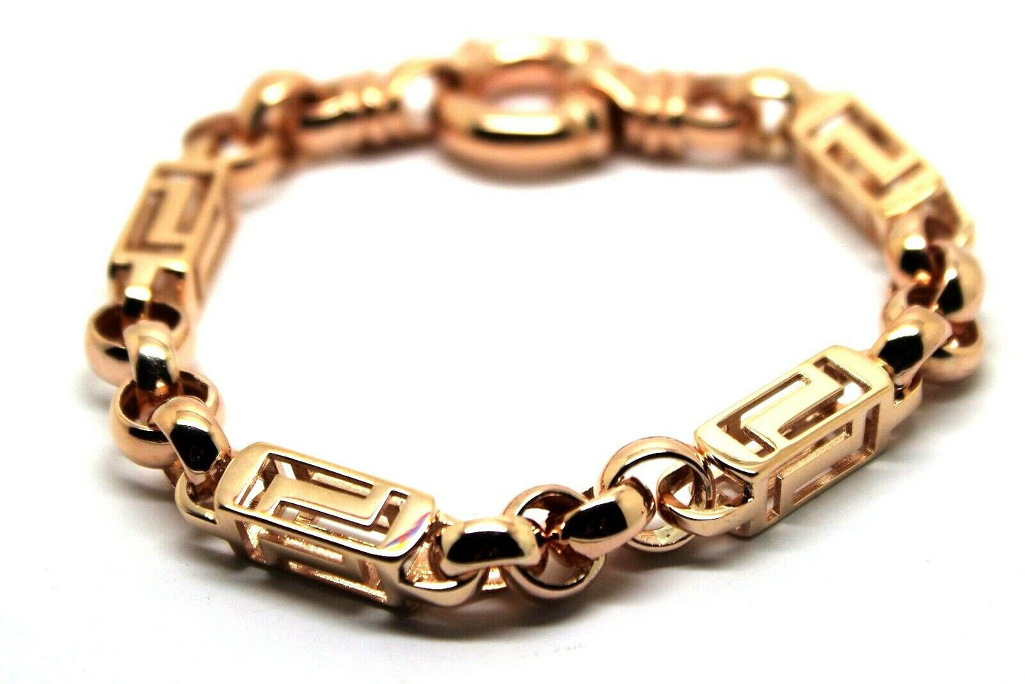 Heavy Solid 9ct Yellow, Rose or White Gold Solid Belcher & Greek Key Bracelet