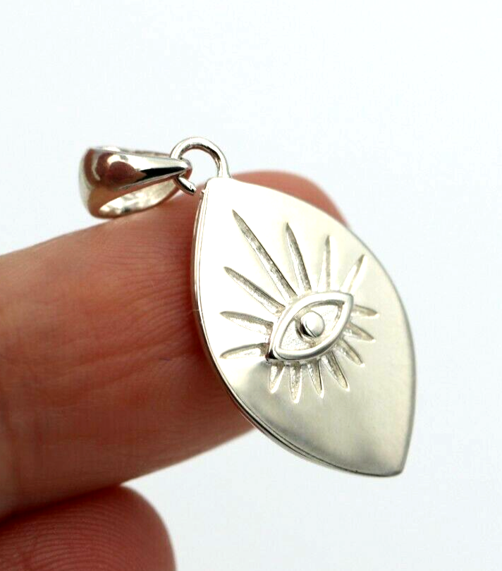 Genuine Sterling Silver 925 Greek Eye Charm / Pendant
