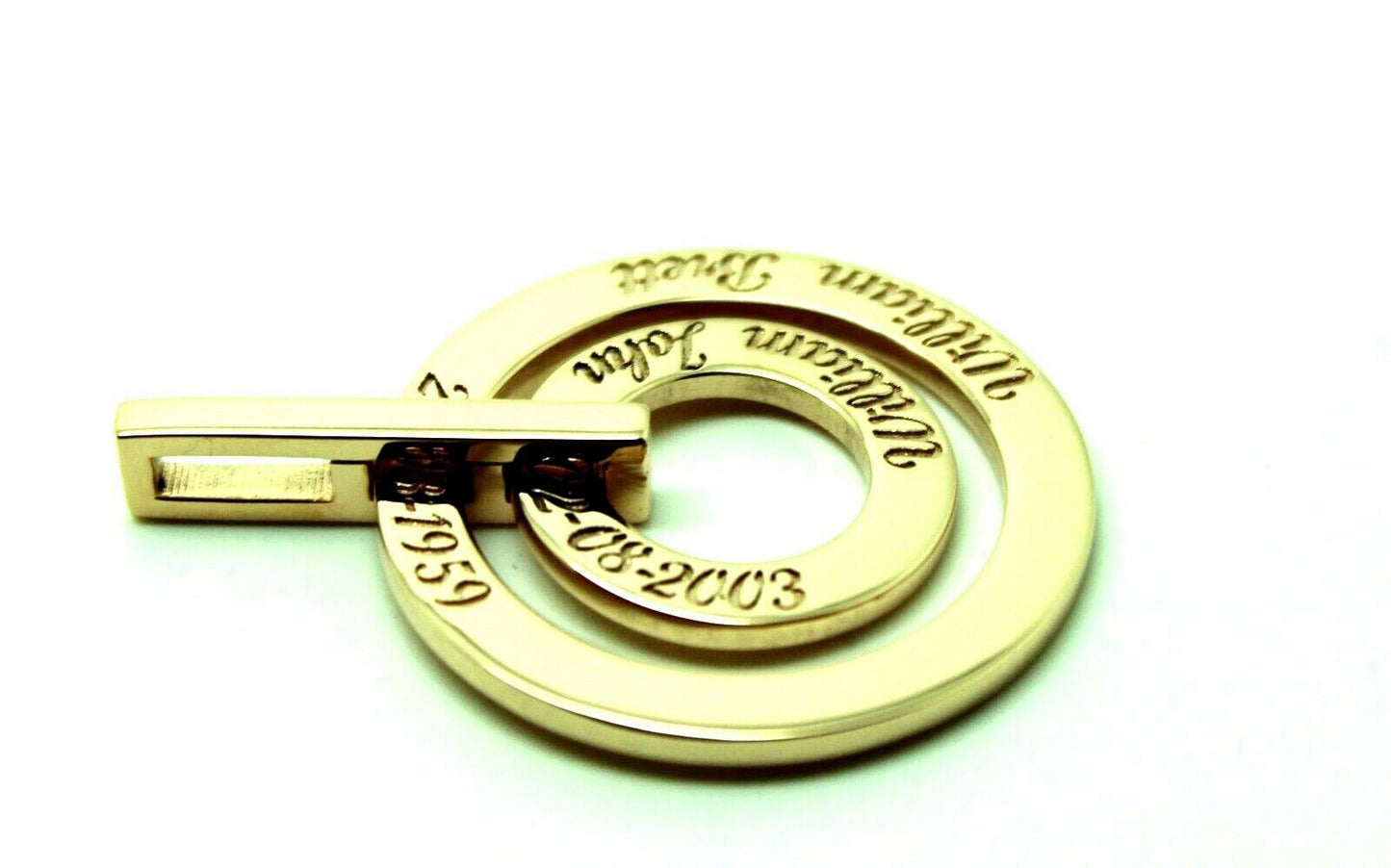 Solid 9ct Yellow Gold / 375 Personalized & Engraveable 2 Circles Pendant