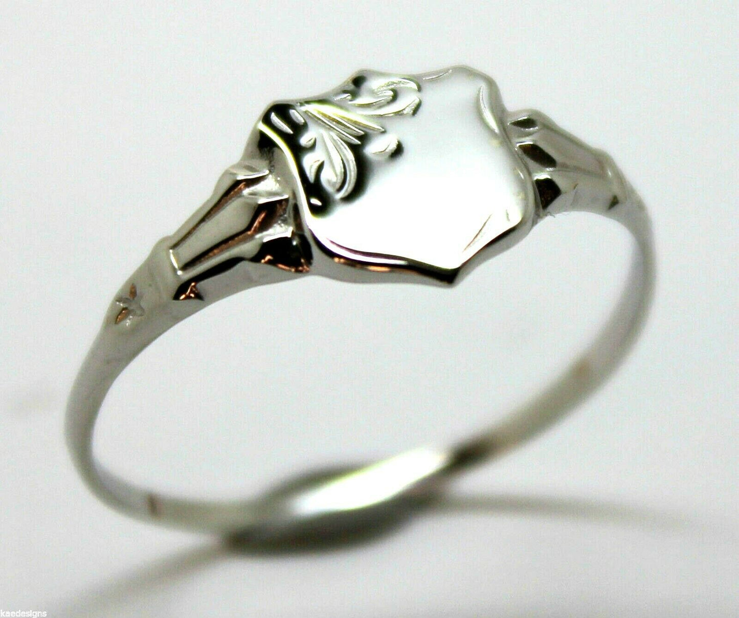 Childs Genuine Solid Sterling Silver 925 Shield Signet Ring