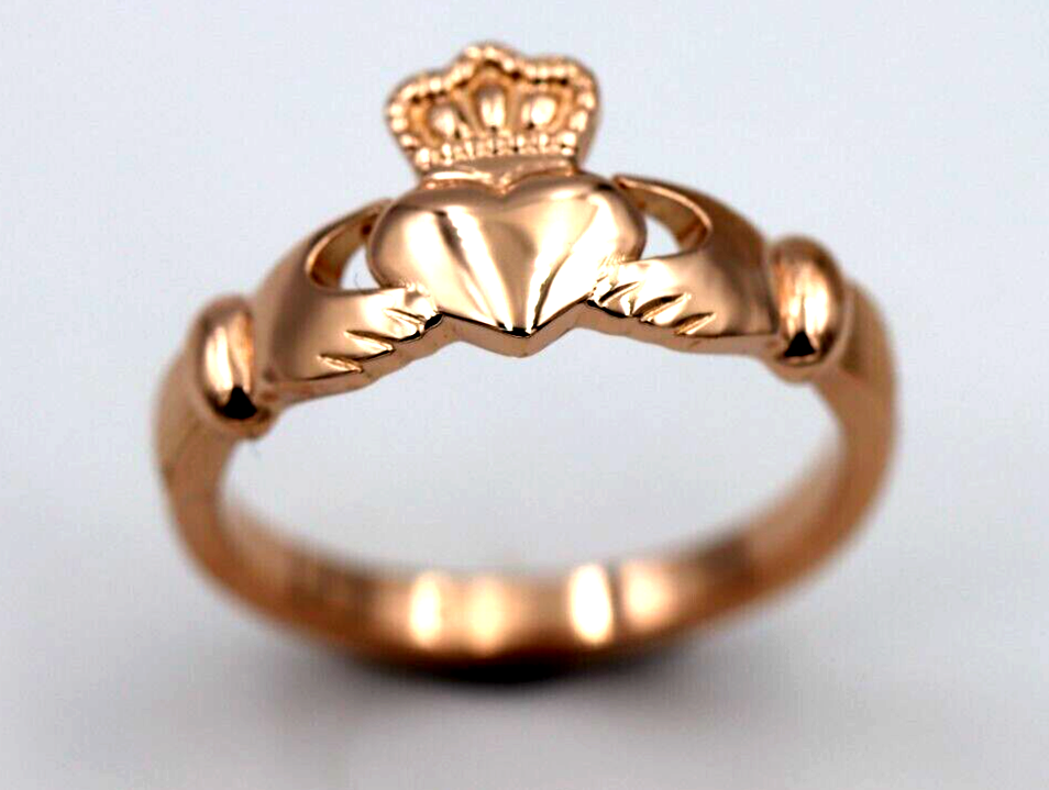 Kaedesigns Size O New 14ct 585 Heavy Yellow, Rose or White Gold Irish Claddagh Ring