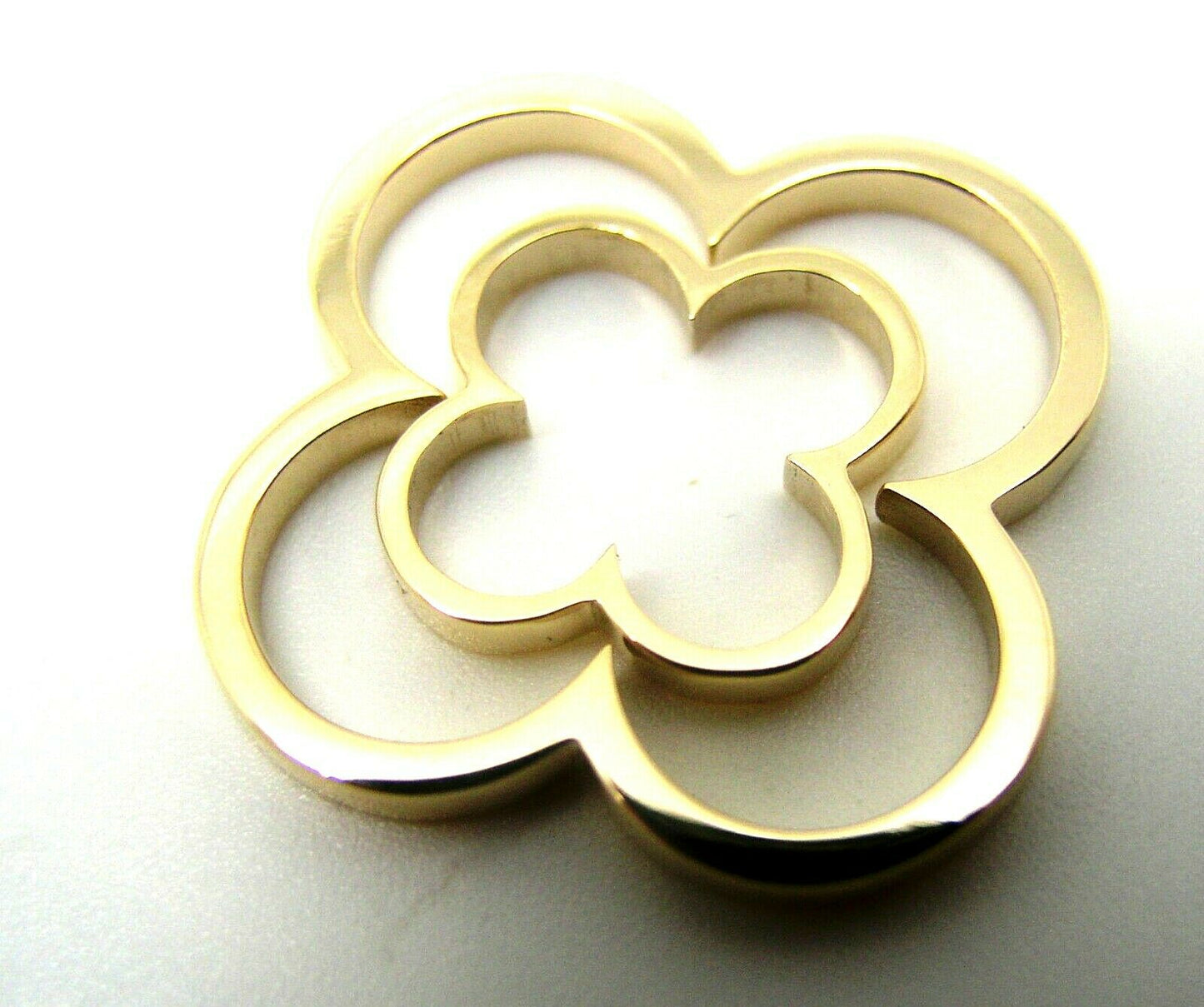 Genuine Solid 9ct 9kt Yellow, Rose or White Gold Small And Large Four Leaf Clover Pendant