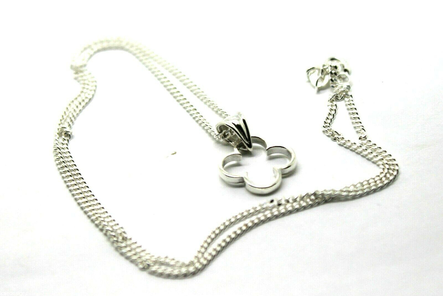 Genuine Sterling Silver 925, Four Leaf Clover Pendant & Sterling Silver Chain