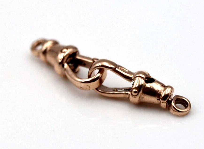 1 PAIR - Genuine 9kt 9ct Solid Yellow or Rose Gold Rotating Albert Swivel Clasp 17mm Size