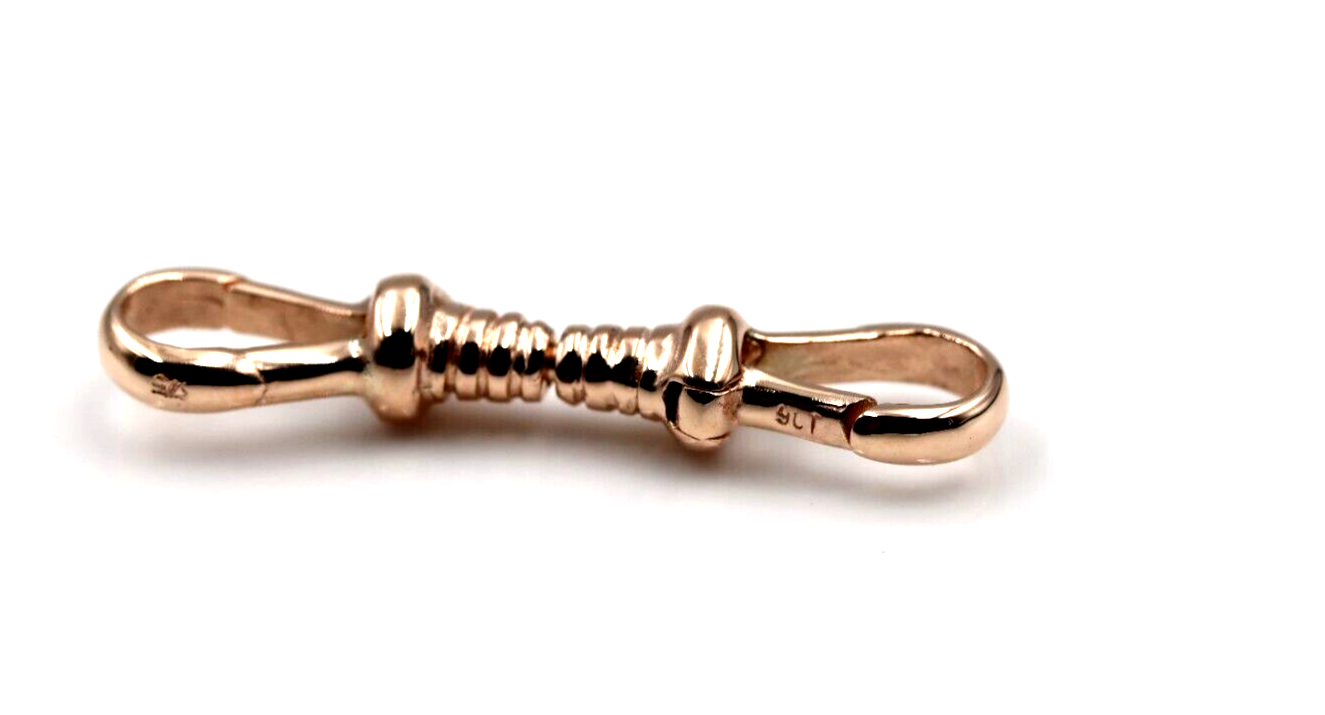 Genuine 9ct Yellow, Rose or White Gold Double Dog Clip Albert Swivel Clasp Doesn't Rotate