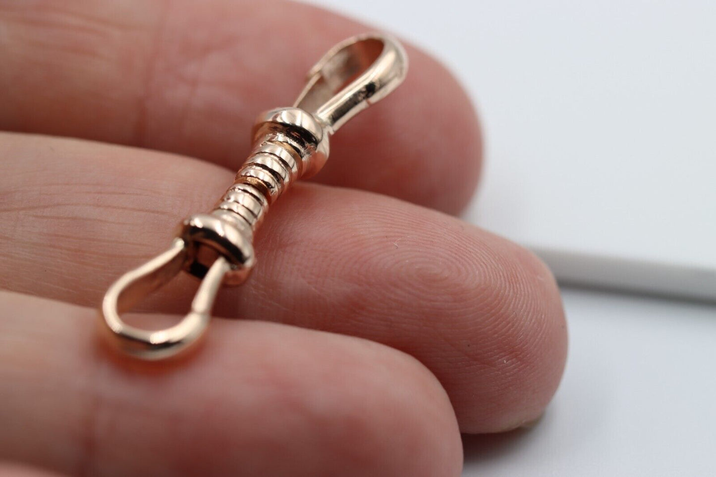 Genuine 9ct Yellow, Rose or White Gold Double Dog Clip Albert Swivel Clasp Doesn't Rotate