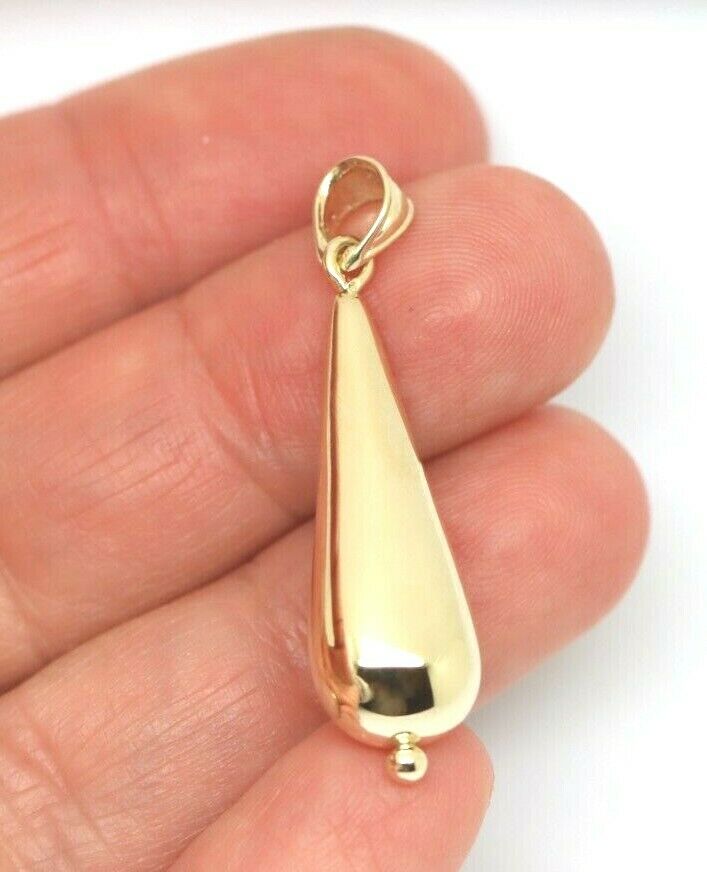 Kaedesigns Genuine 9ct 9k Yellow, Rose or White Gold Long Teardrop Pendant
