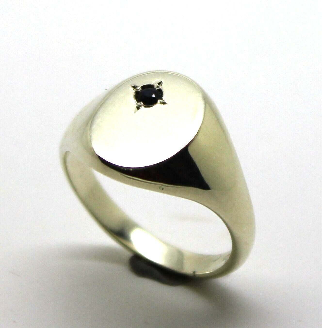 Genuine Size Q / 8 - 9ct 9k Yellow, Rose or White Gold Oval Signet Ring Size Q set with Black Australian Blue Sapphire