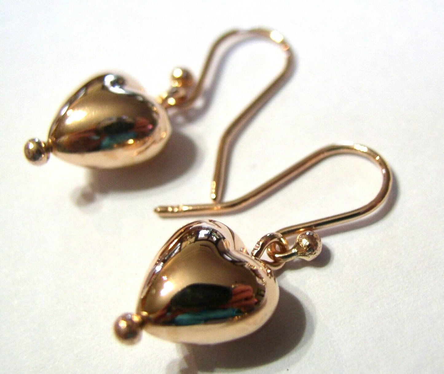 Kaedesigns Genuine 9ct 9kt Solid Yellow, Rose or White Gold Dangle Puffed Heart Earrings