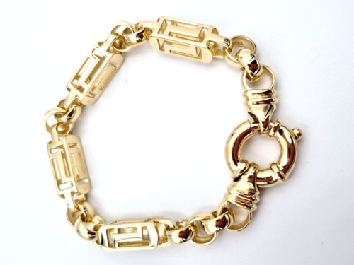 Heavy Solid 9ct Yellow, Rose or White Gold Solid Belcher & Greek Key Bracelet