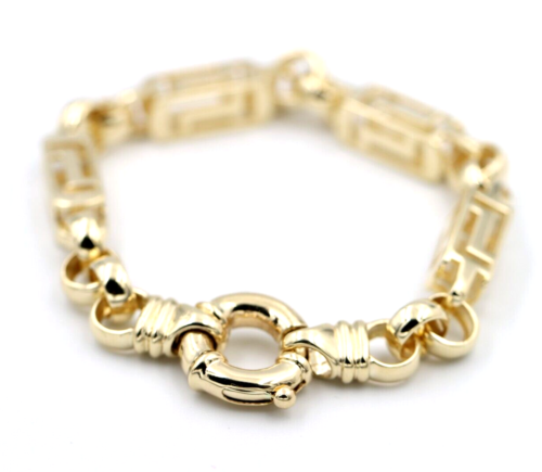 Heavy Solid 9ct Yellow, Rose or White Gold Solid Belcher & Greek Key Bracelet