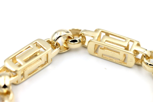 Heavy Solid 9ct Yellow, Rose or White Gold Solid Belcher & Greek Key Bracelet
