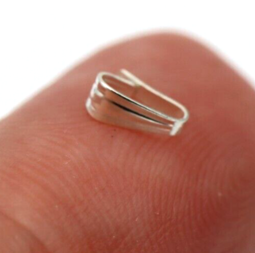 Solid Small Sterling Silver Snap On Pendant Bail Connector 5mm x 2mm