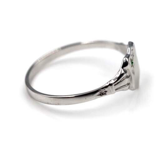 Genuine 9ct Small Yellow, Rose or White Gold Childs Emerald Shield Signet Ring - Choose your size