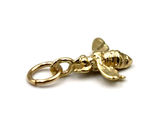 Genuine 9ct Yellow Gold Bee Pendant or Charm