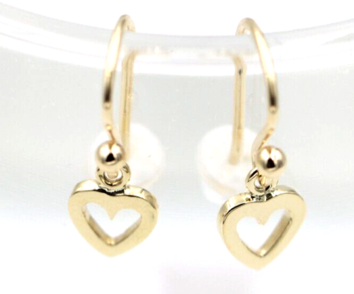 Kaedesigns Genuine 9ct 9k Solid Delicate Small Yellow, Rose or White Gold Dangle Heart Earrings