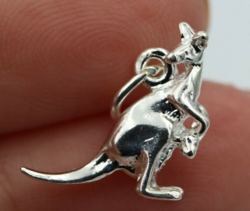 Sterling Silver 925 Small Australian Kangaroo & Joey Charms or Pendant