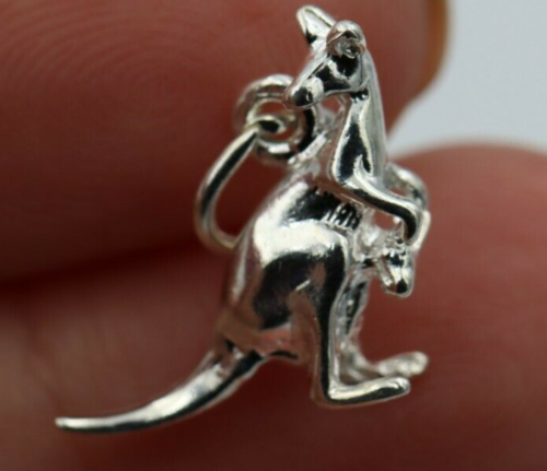 Sterling Silver 925 Small Australian Kangaroo & Joey Charms or Pendant