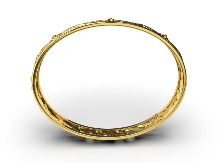 Genuine Heavy 9ct Yellow, Rose or White Gold Filigree Heavy Oval Flower Bangle 70mm x 60mm