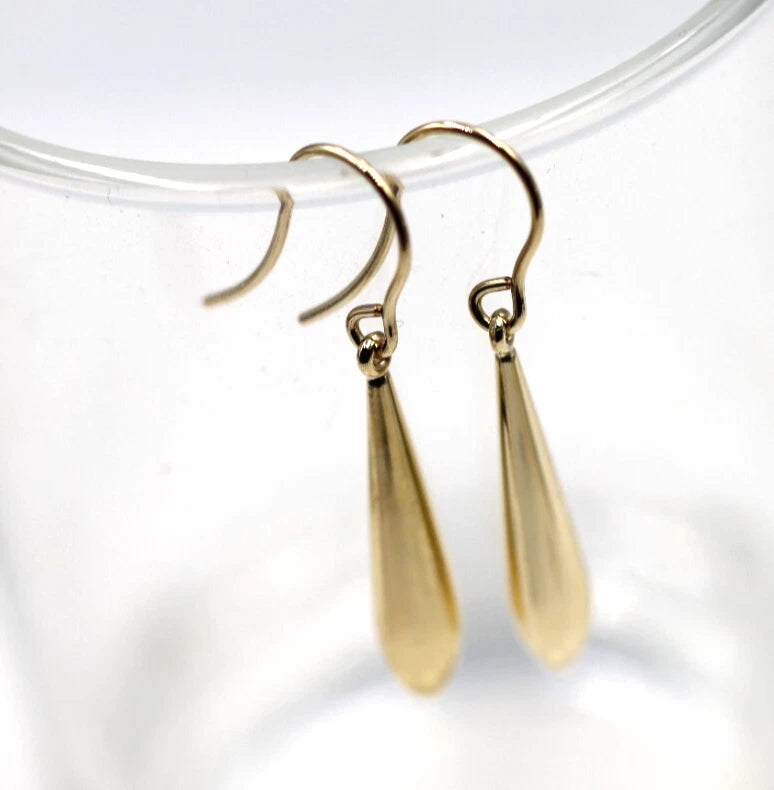Genuine New 9ct 9K Yellow Gold Teardrop Tear Drop Hook Earrings