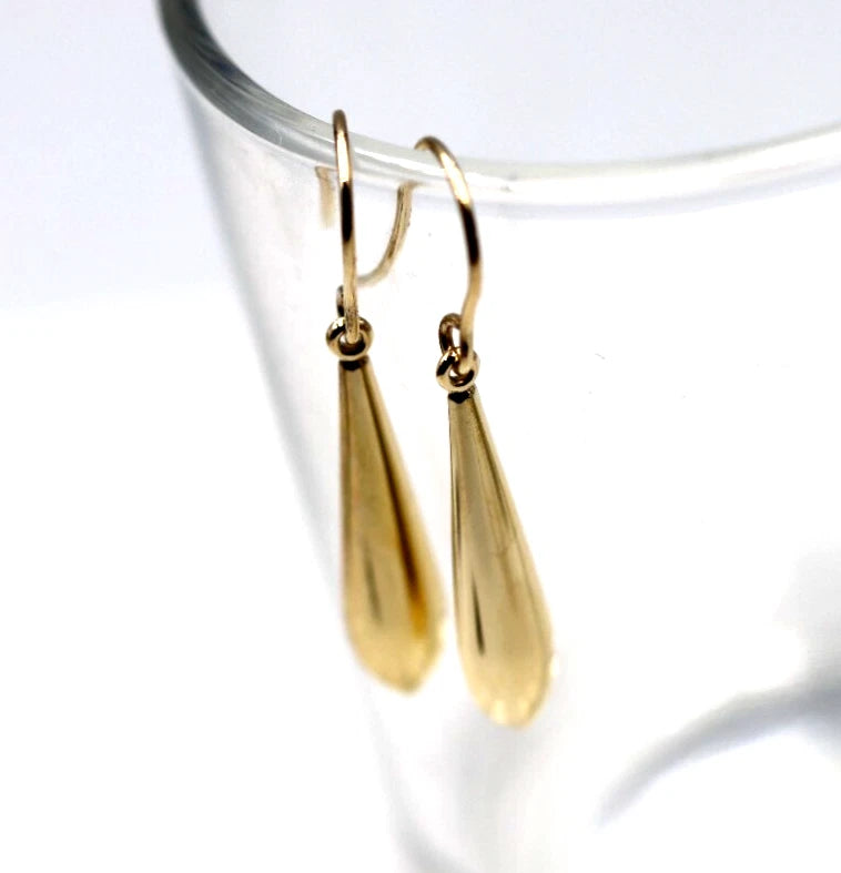 Genuine New 9ct 9K Yellow Gold Teardrop Tear Drop Hook Earrings