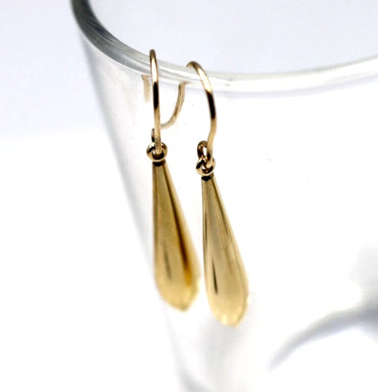 Genuine New 9ct 9K Yellow Gold Teardrop Tear Drop Hook Earrings