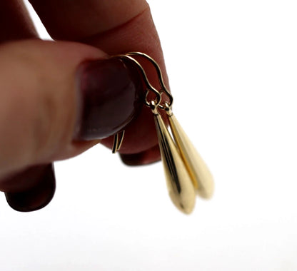 Genuine New 9ct 9K Yellow Gold Teardrop Tear Drop Hook Earrings