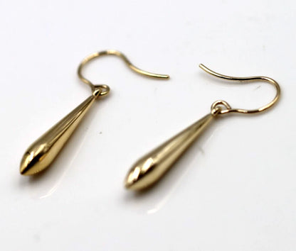 Genuine New 9ct 9K Yellow Gold Teardrop Tear Drop Hook Earrings