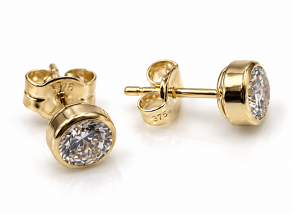 Genuine 9ct 9k 375 Yellow Gold 5mm Round Stud Earrings