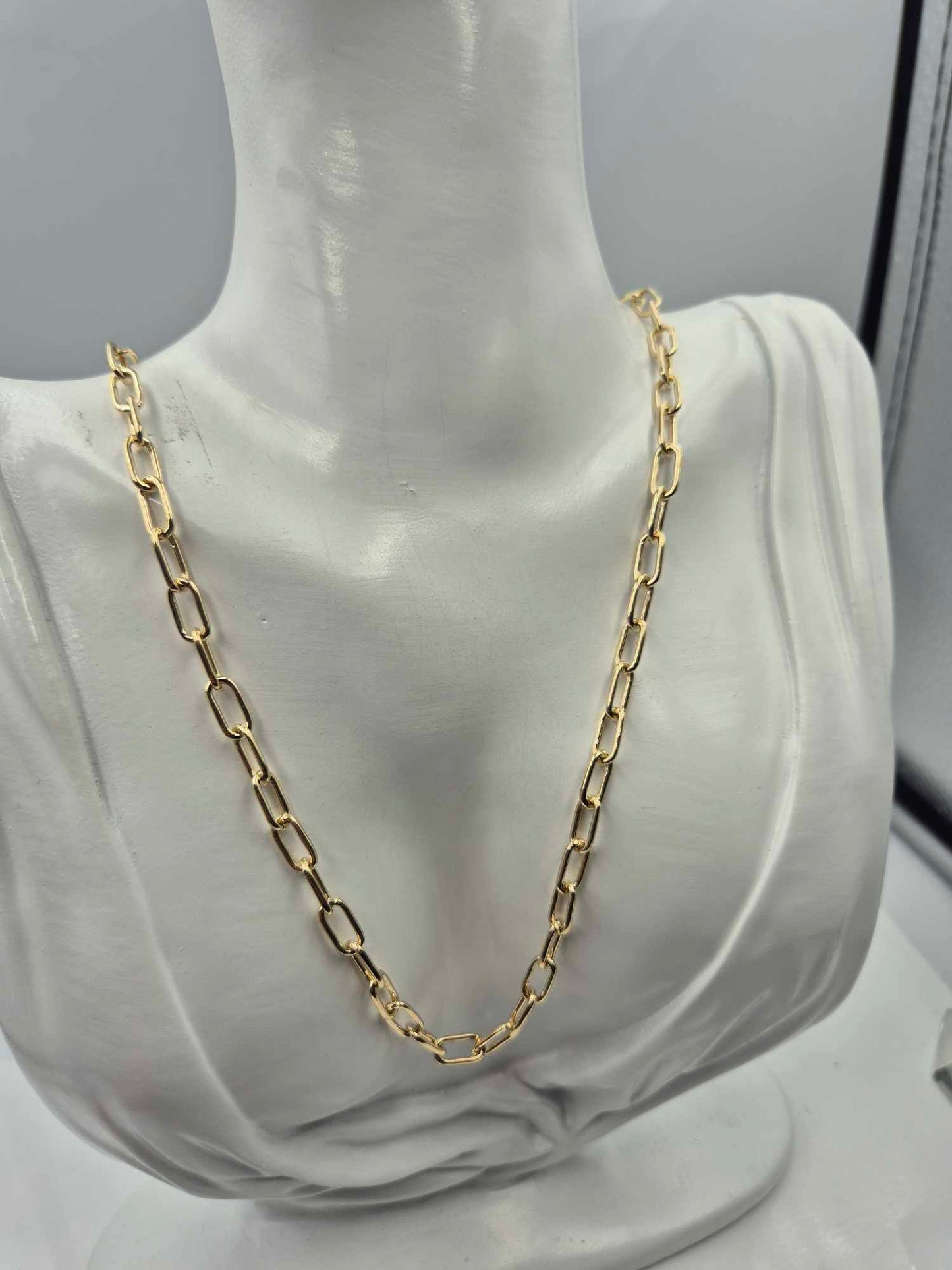 Handmade Heavy 9ct Yellow, Rose or White Gold Paper Clip Paperclip Chain Necklace