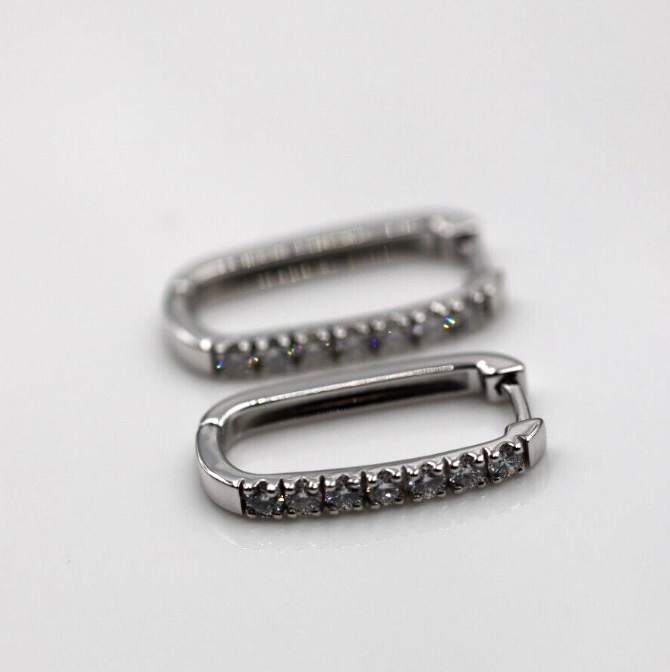 Genuine 9ct 9k Yellow, Rose or White White Gold Lab Grown Diamond Rectangular Hoop Earrings