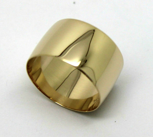 Size P Genuine 12mm wide 9ct 9k Yellow, Rose or White Gold Full Solid Extra Wide Band Ring